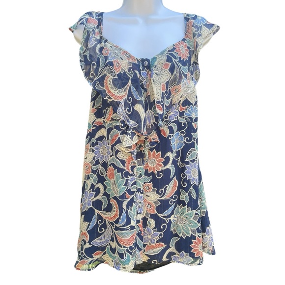 Maeve Tops - Anthropologie Maeve Off The Shoulder Flowy Floral Blouse Ruffle Top Size 14